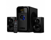 SVEN MS-2051 Black,  2.1 / 30W + 2x12.5W RMS, Bluetooth, FM-tuner, USB & SD card Input, Digital LED display, built-in clock, set the switch-off time, remote control, all wooden